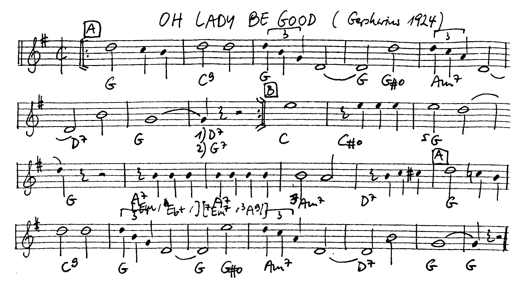 oh lady be good free jazz leadsheet - Courtesy of the Jungle Jazz Band